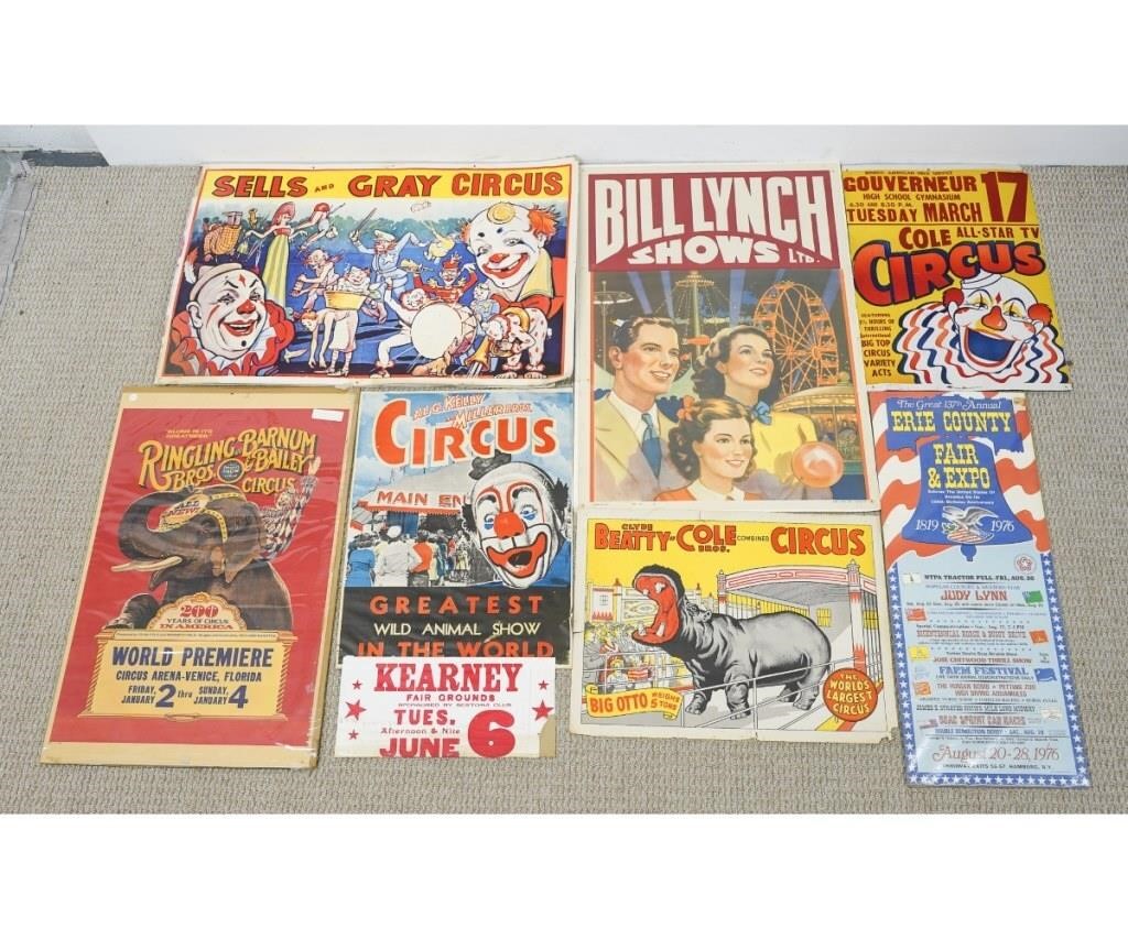 Seven circus posters  of various