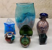 SEVEN CONTEMPORARY GLASS VASES