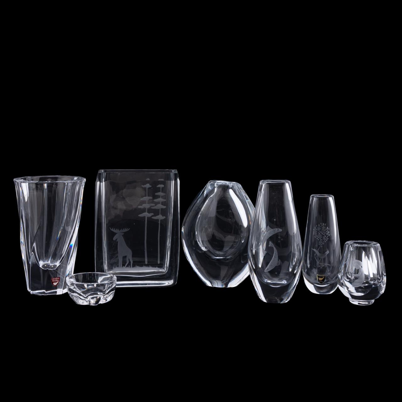 SEVEN CRYSTAL PIECES, ORREFORS &