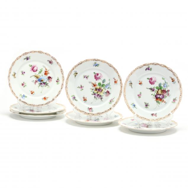 SEVEN DRESDEN PORCELAIN SIDE PLATES