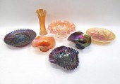 SEVEN DUGAN CARNIVAL GLASS VES