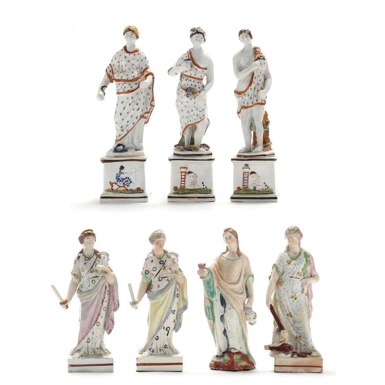 SEVEN EARLY STAFFORDSHIRE PEARLWARE