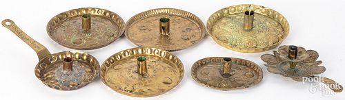 SEVEN EMBOSSED BRASS