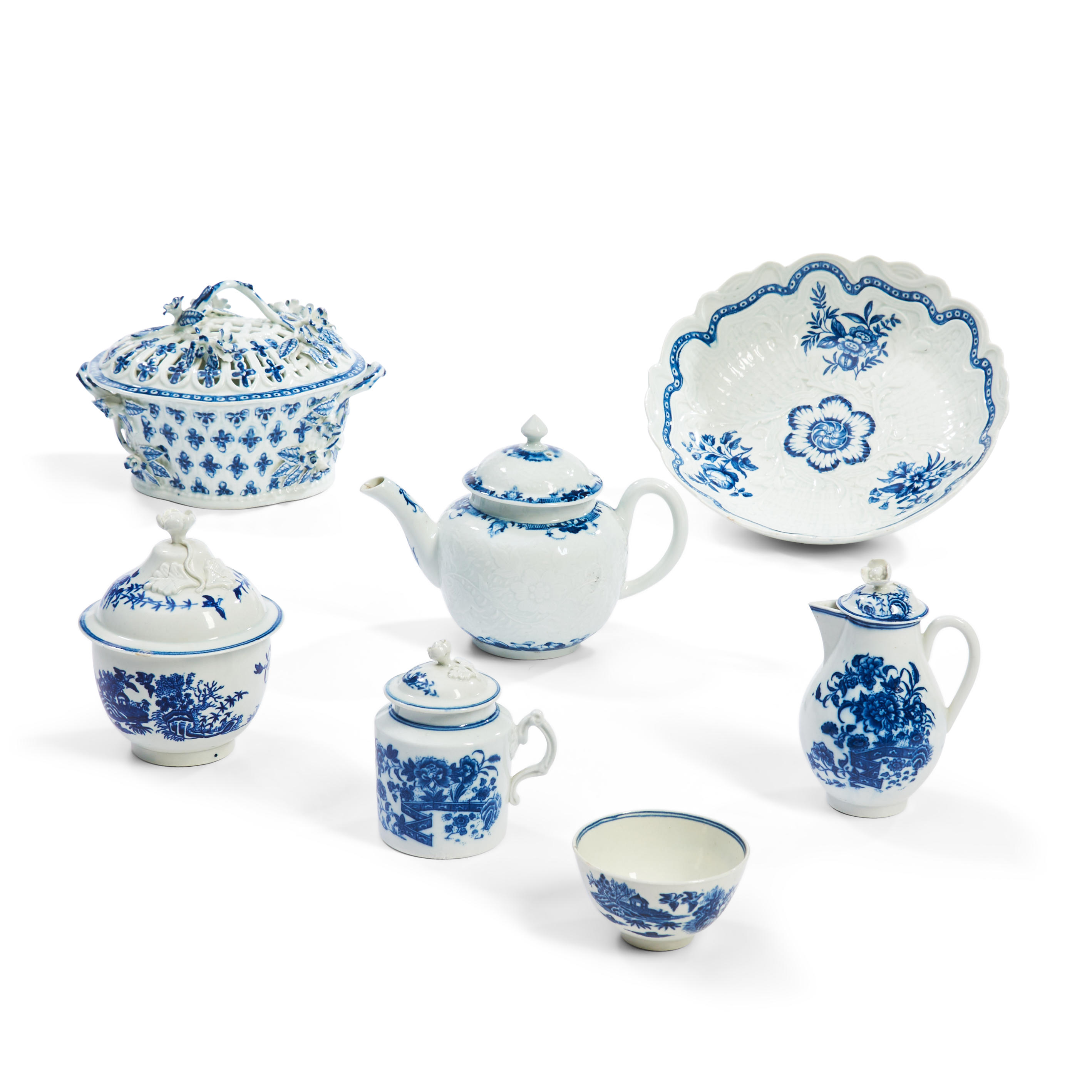 SEVEN ENGLISH PORCELAIN TABLE