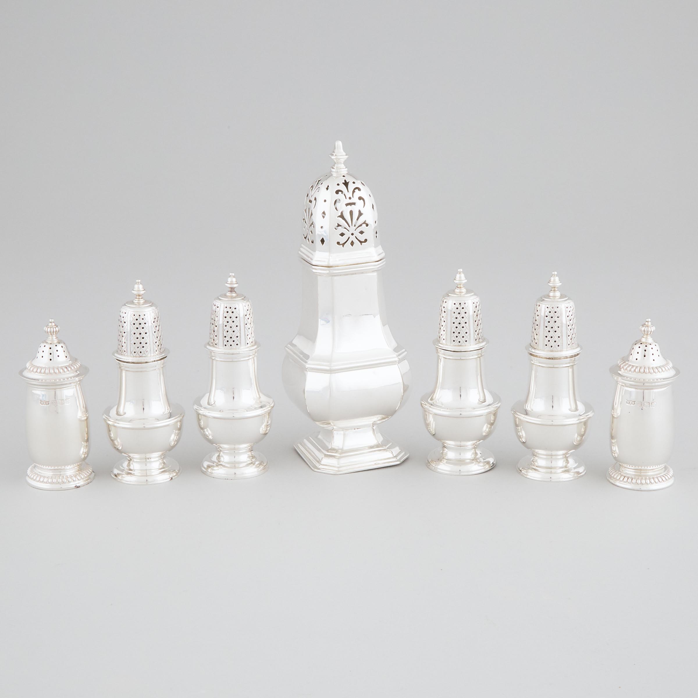 Seven English Silver Casters,