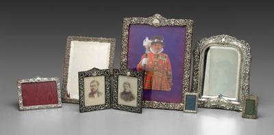 Seven English silver frames: