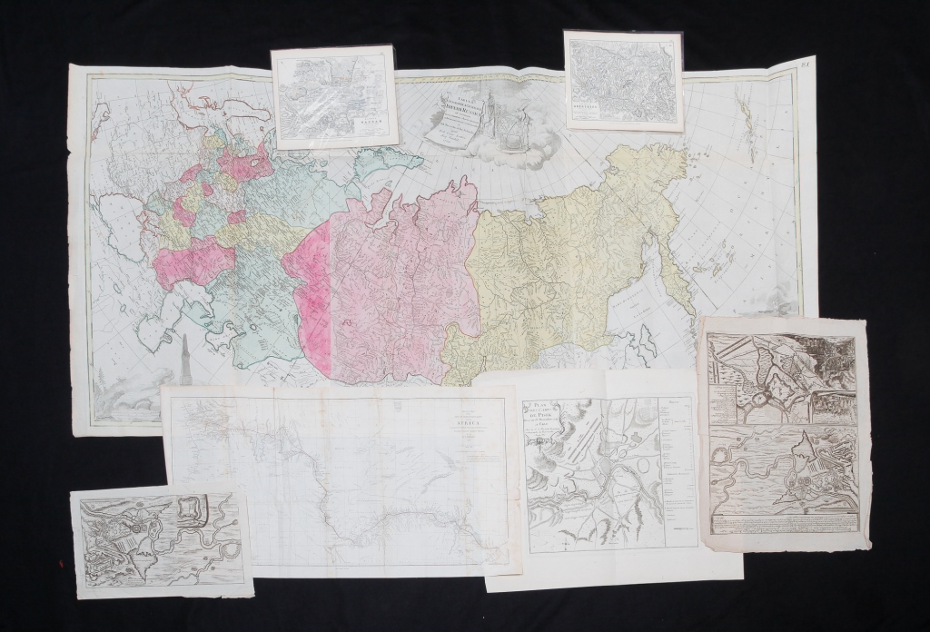 SEVEN ENGRAVED MAPS. European,