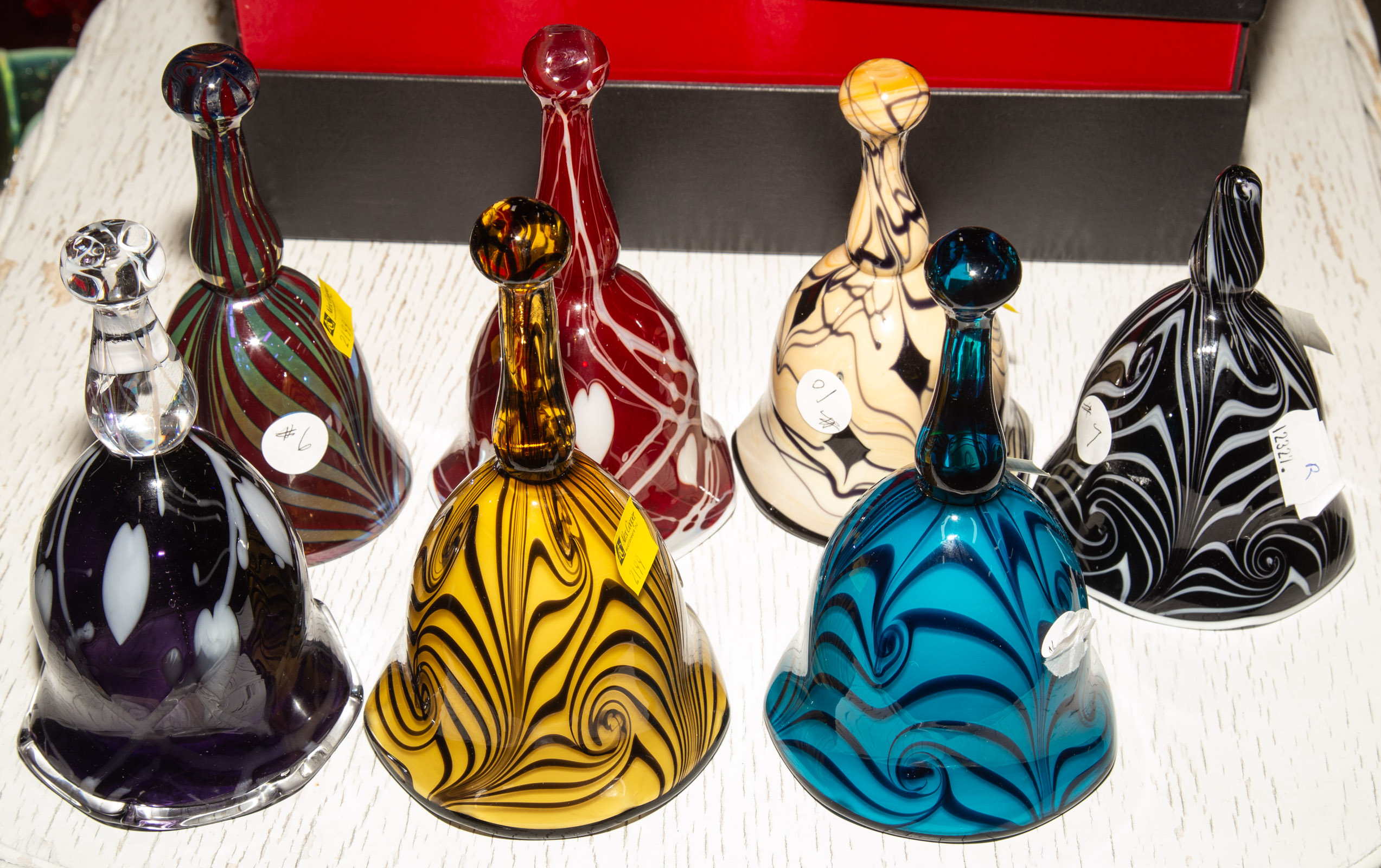 SEVEN FENTON ART GLASS BELLS
