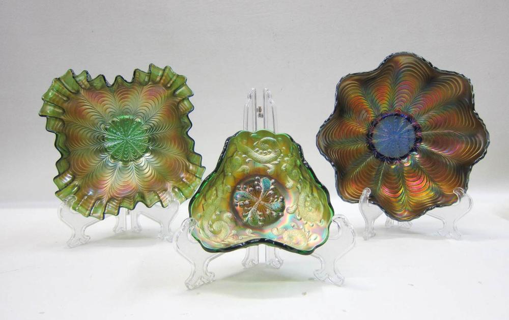SEVEN FENTON CARNIVAL GLASS
