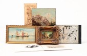 SEVEN FLAT ART PIECES. Ninetee