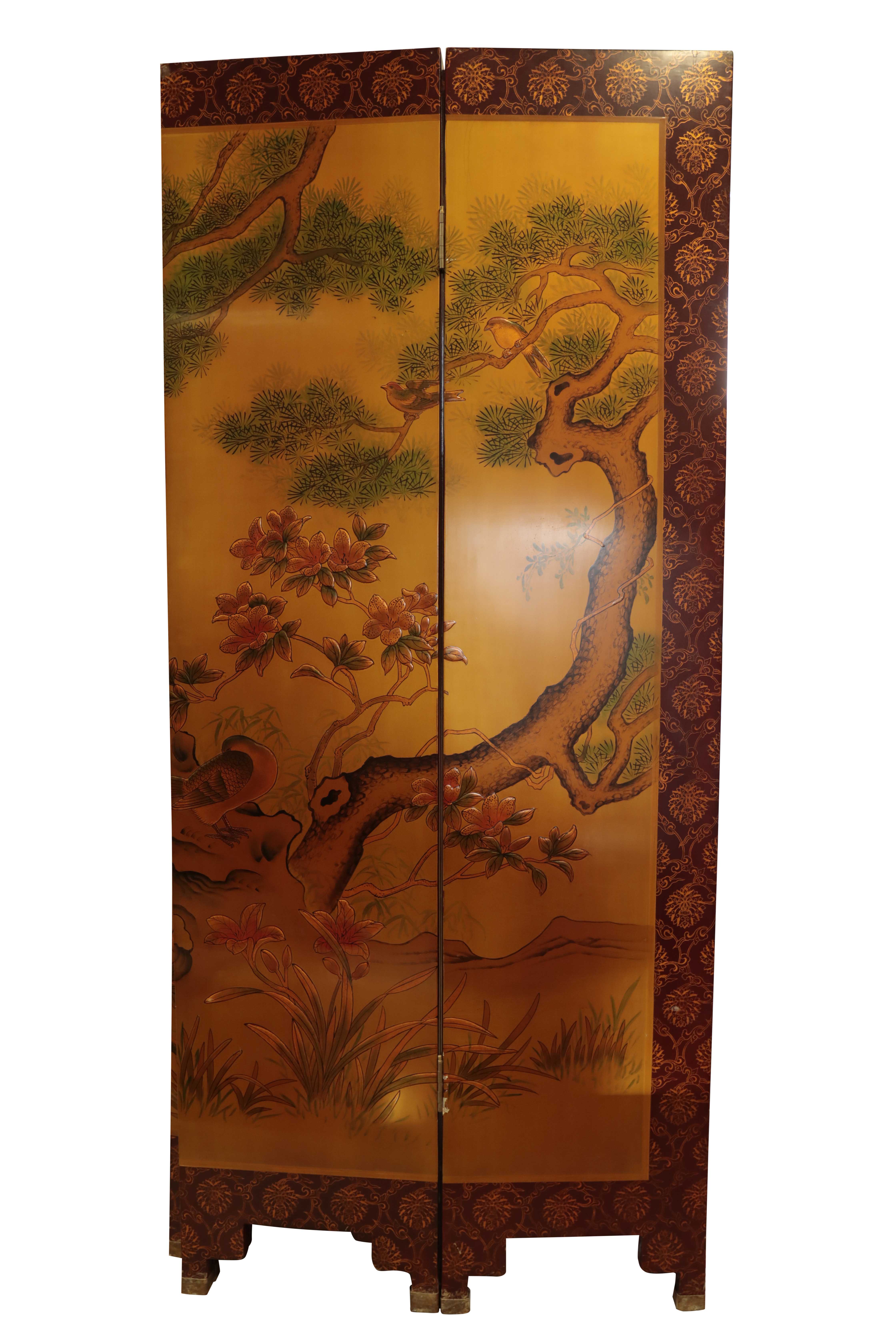 SEVEN-FOLD LACQUER SCREEN, 20TH