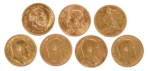 SEVEN FOREIGN GOLD COINSsix gold