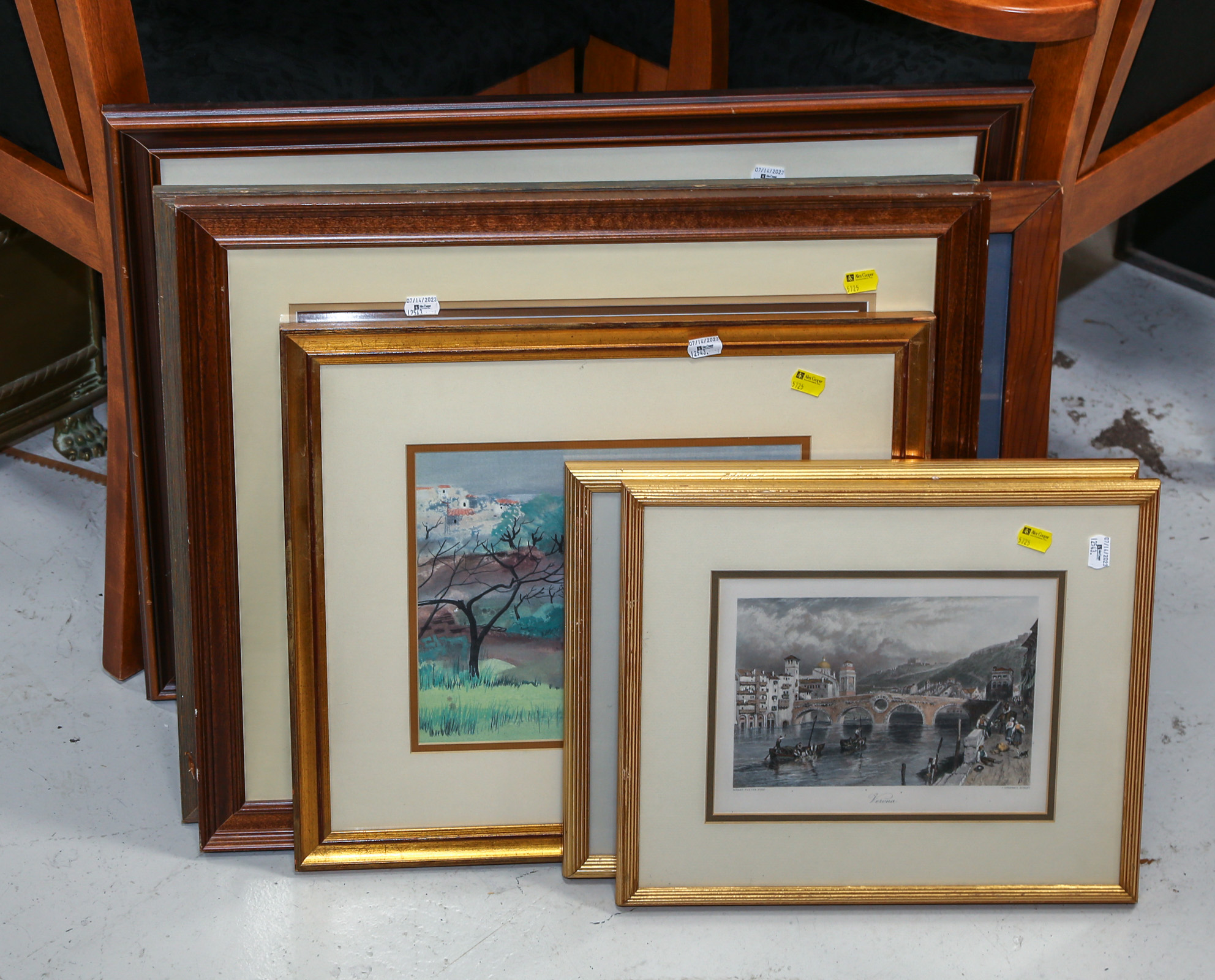 SEVEN FRAMED ARTWORKS Including a