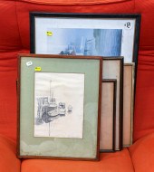 SEVEN FRAMED ARTWORKS Includin