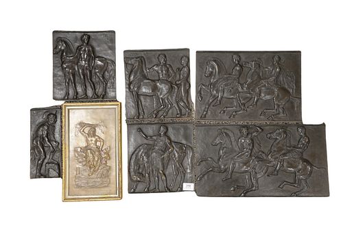 SEVEN FRENCH BRONZE WALL PLAQUES,