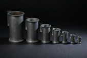 SEVEN FRENCH PEWTER MEASURES 1