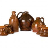 Seven Galena Glaze Redware Art