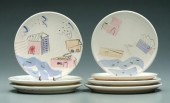 Seven George Handy pottery pla