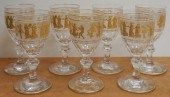 SEVEN GILT AND ETCHED CRYSTAL