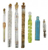 SEVEN GILT PAINTED GLASS LAY D