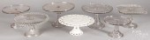 SEVEN GLASS CAKE STANDS, 19TH/