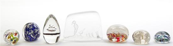 Seven Glass Paperweights of various