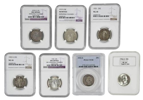SEVEN GRADED QUARTERS1878-CC seated