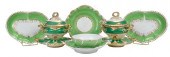 SEVEN GREEN AND WHITE GILT DEC