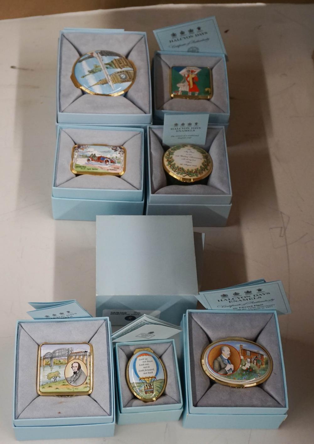 SEVEN HALCYON DAYS ENAMEL BOXES, IN