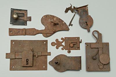 Seven hand wrought locks and