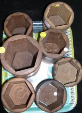 Seven hexagonal wooden butter