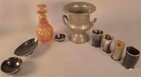 SEVEN HORN CUPS AND BOWLS each