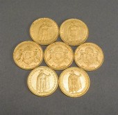 SEVEN HUNGARIAN 20-KORONA GOLD