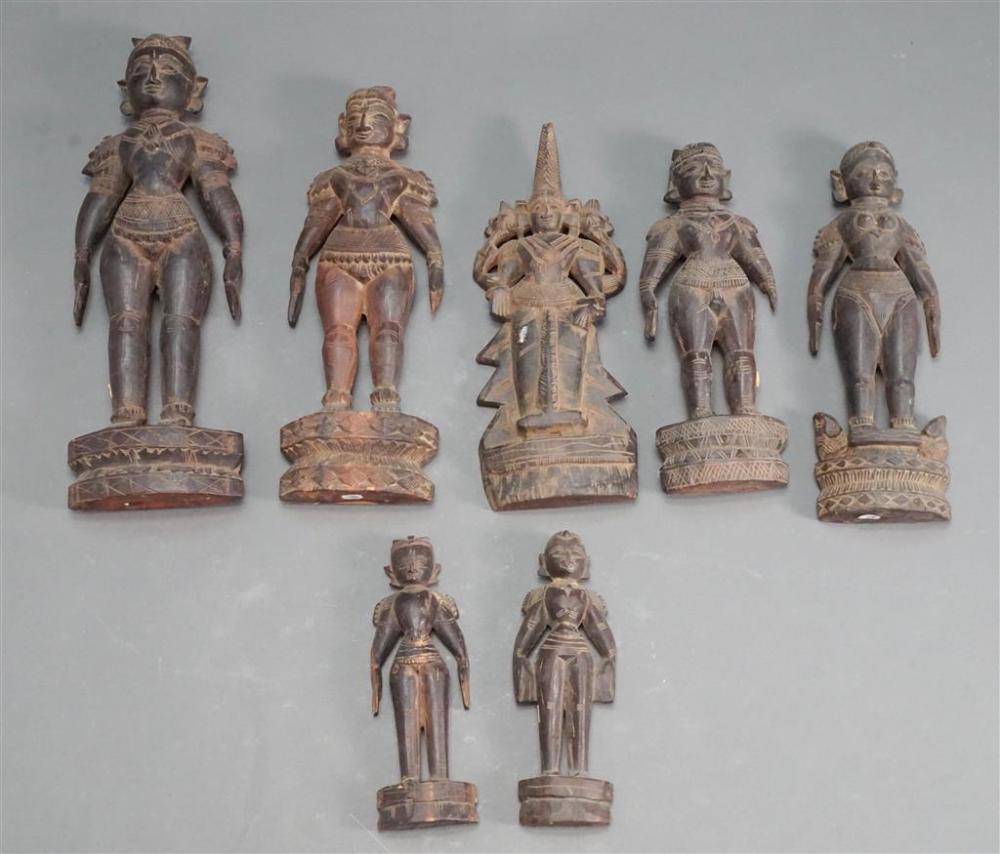 SEVEN INDIAN CARVED HARDWOOD
