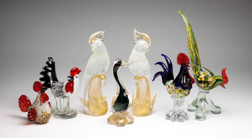 SEVEN ITALIAN GLASS DECORATIVE