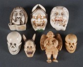 Seven Japanese carved ivory de
