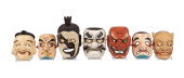 SEVEN JAPANESE PAINTED WOODEN