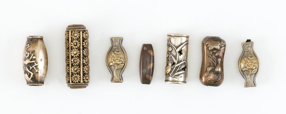 SEVEN JAPANESE SILVER AND GILT