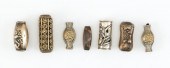 SEVEN JAPANESE SILVER AND GILT