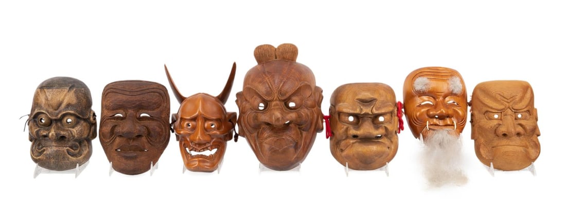 SEVEN JAPANESE WOODEN NOH THEATER