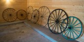 SEVEN LARGE ANTIQUE BUGGY WHEE