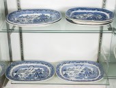 SEVEN LARGE VINTAGE BLUE WILLO