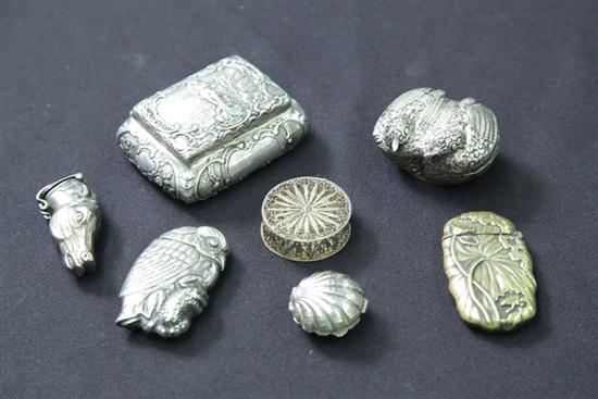 SEVEN MATCH SAFES AND BOXES.