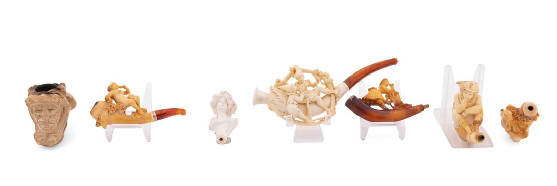 SEVEN MEERSCHAUM CARVED PIPES 5