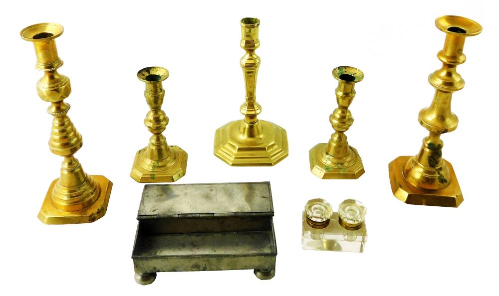 SEVEN METAL TABLE TOP ITEMS: