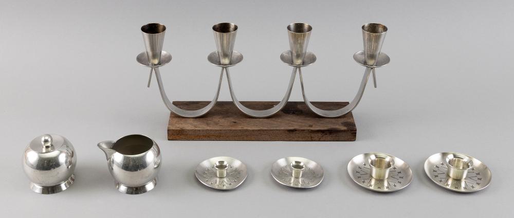 SEVEN METAL TABLEWARES 20TH CENTURY
