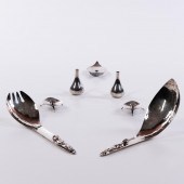 SEVEN MID-CENTURY MODERN SILVE