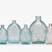 Seven Molded Glass Aqua and Cl