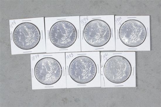 SEVEN MORGAN DOLLARS. Including