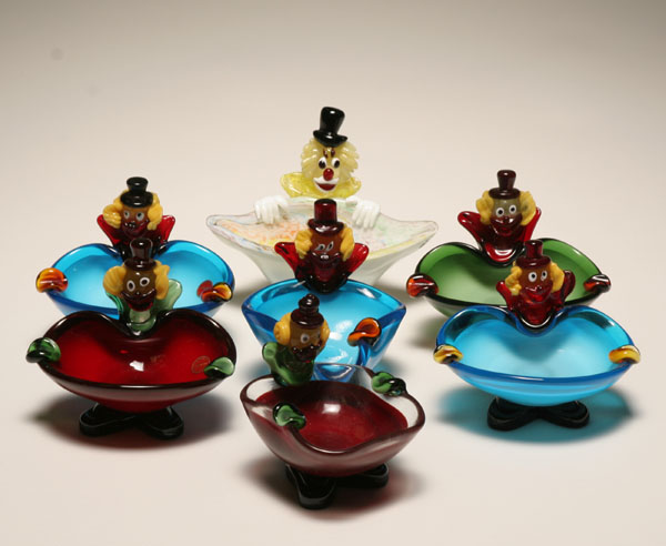 Seven Murano art glass figural